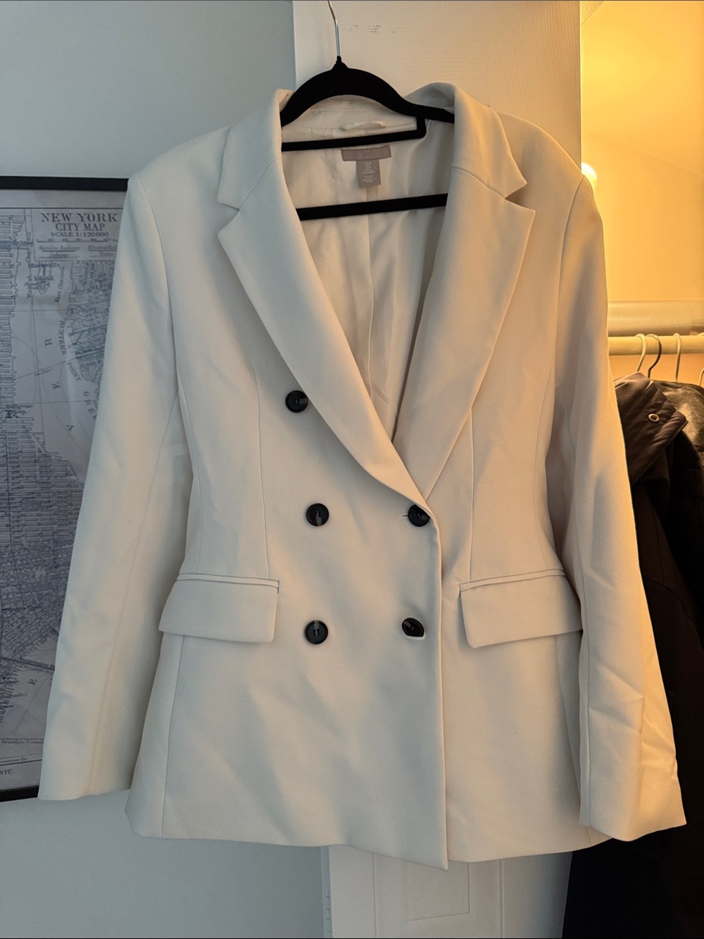 H&M Double-Breasted Cream Blazer Jacket
